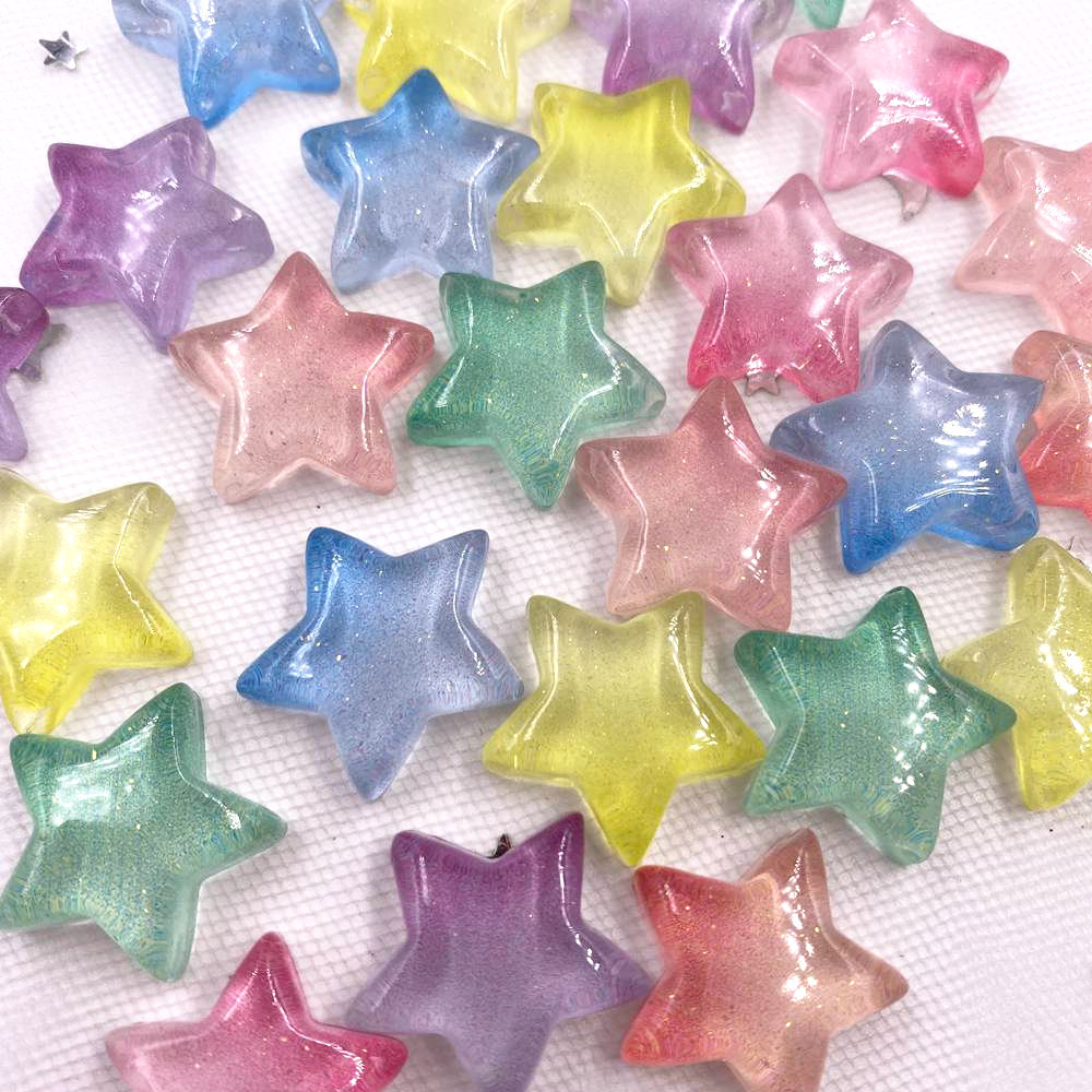 Star Flat Back - Resina brillante transparente caramelo colorido estrella