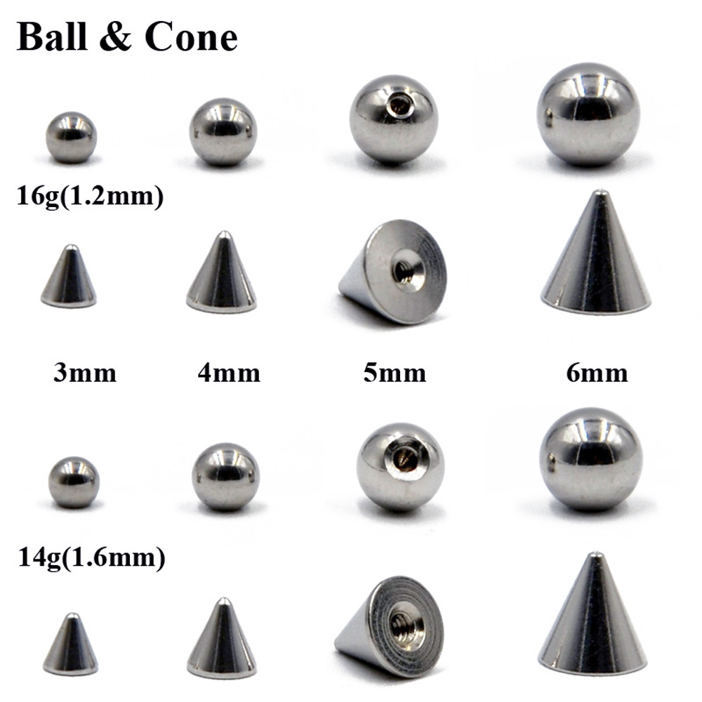Body Jewelry Replacement Ball - 100 unids/lote de acero 14G 16G