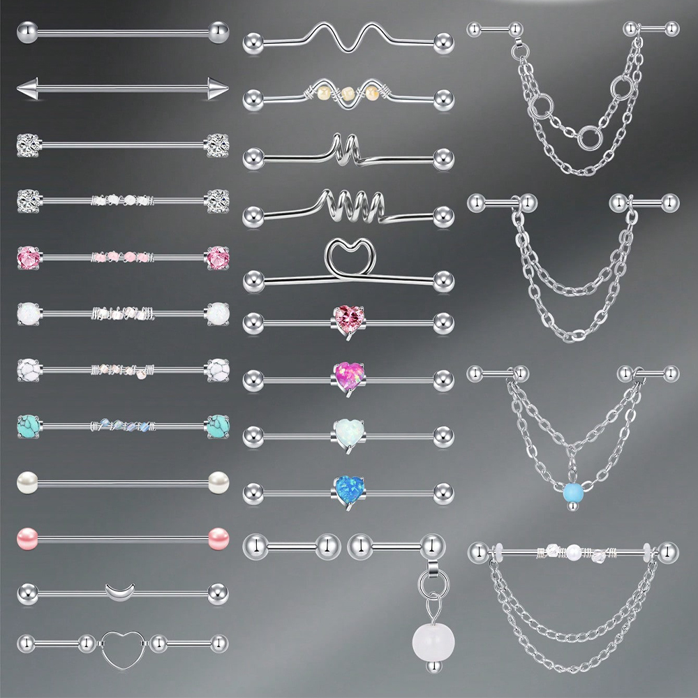 Body Jewelry Industrial - Pendiente industrial de barra de 14G