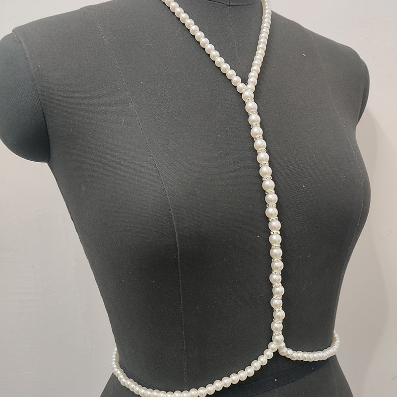 Cadena de arnés de perlas blan - Body Jewelry Hot reseña y precio