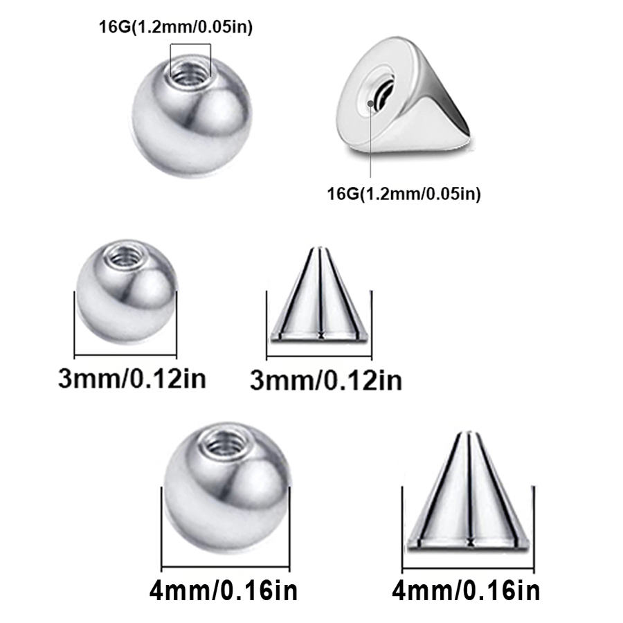 100 Uds 16G 3mm 4mm bolas de r - Body Jewelry Replacement Ball reseña y precio