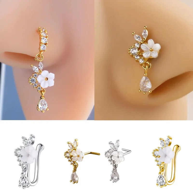 Aro de Nariz de Zirconia con D - Yellow Body Jewelry reseña y precio