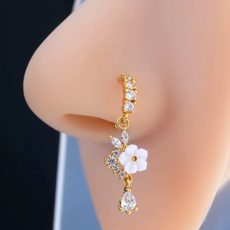 Aro de Nariz de Zirconia con D - Yellow Body Jewelry reseña y precio