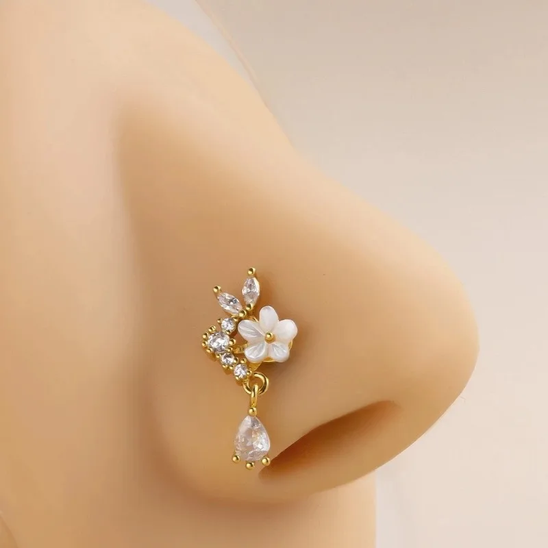 Aro de Nariz de Zirconia con D - Yellow Body Jewelry reseña y precio